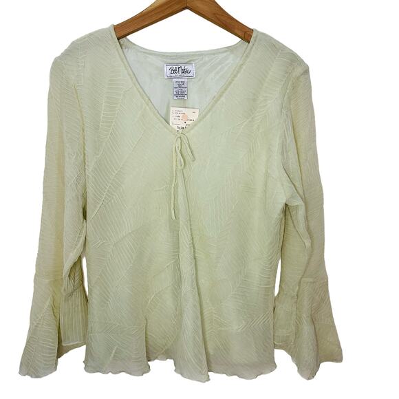 NWT Bob Mackie Sage Green Fairycore Cottagecore Y2K Textured Top Size 14 - Picture 1 of 6